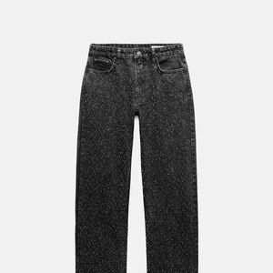 Zara Black rhinestone Women Jeans NWT